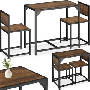 Tectake - Dining table and chairs Milton - bistro set, dining table set, seating group - Industrial wood dark, rustic - Industrial wood dark, rustic