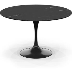 PRIVATEFLOOR Dining Table Round - 120cm - Marble - Tulip Black Marble, Metal, pp - Black