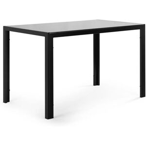 QHJ - Dining Table with Tempered Glass-topped for Kitchen Dining Room, Black