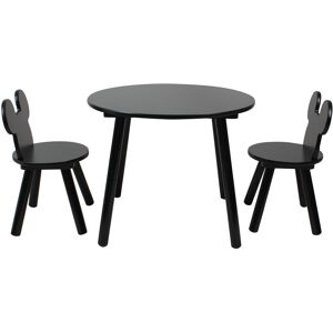 Disney - Mickey Mouse Black Table & 2 Chairs Set, 2 Chairs Included, Black finish, Table: W60 x D60 x H48cm, Chair: W28 x D28 x H45cm - Black