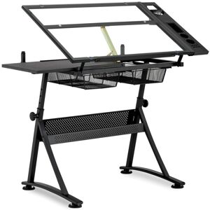 FROMM & STARCK Fromm&starck - Drafting Desk Drawing Desk Art Desk Shelves Tiltable 0-70° Glass Top 120x60cm