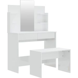 Dressing Table Set High Gloss White 96x40x142 cm vidaXL - White