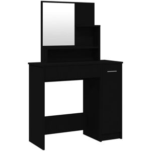 Dressing Table with Mirror Black 86.5x35x136 cm Vidaxl Black