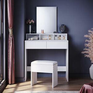 ELEGANT Furniture with Drawer Storage Compartment Dresser Makeup Mirror Dresser White Drawer Dresser with stool set