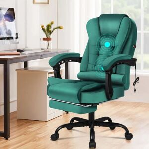 ELFORDSON Massage Office Chair with Footrest Gaming Chair High Back, Velvet Green