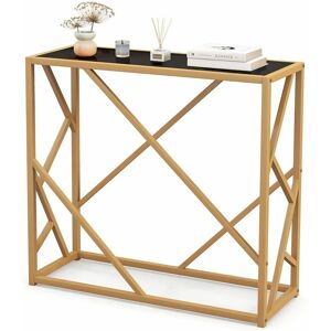 COSTWAY Entryway Console Table Side Narrow Accent Display Table w/ Tempered Glass Top