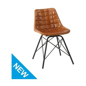 NETFURNITURE Eskimo Real Leather Tan Chair Bruciato Stylish h - Brown