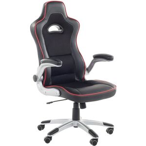 Beliani - Ergonomic Office Chair Black and Red Faux Leather Adjustable Back Gaming Master - Black