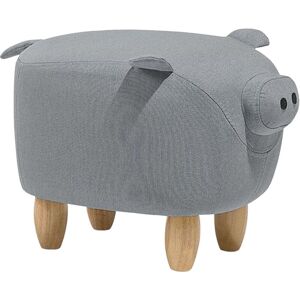 BELIANI Modern Fabric Stool Solid Wood Legs Animal Footrest Grey Piggy - Grey