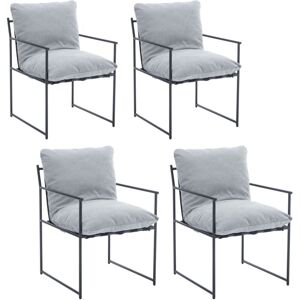 Wahson Office Chairs - Fabric Dining Chairs Upholstered Kitchen Chair with Metal Legs, Modern Leisure Chairs for Dining Room, 4pcs, Gray