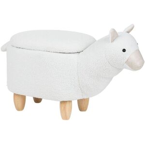 BELIANI Fabric Stool Nursery Children Room Solid Wood Legs Animal Footrest White Alpaca - White