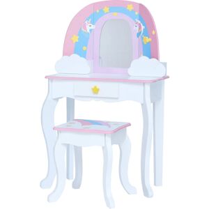 Teamson Kids Little Dreamer Rainbow Unicorn 2-pc. Wooden Vanity Set, Pink/White - White