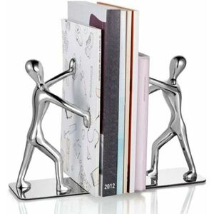 PESCE Fashion Creative Stainless Steel Decoration Small Humanoid Bookends Kung Fu Pair Kung Fu Shelf Metal Bookends Bookends Home Office Library Decoration