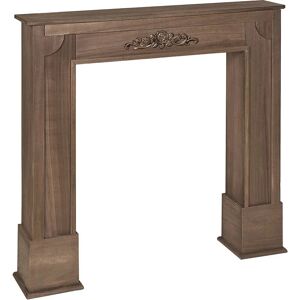 BELIANI Faux Fireplace Mantel Surround Paulownia Decoration Living Room Dark Wood Dedin - Dark Wood