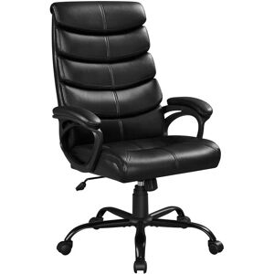 Faux Leather Office Chair High Back Executive Chair With Fixed Cushioned Armrests, Black - black - Yaheetech
