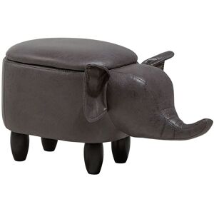 BELIANI Modern Faux Leather Stool Storage Solid Wood Animal Dark Grey Elephant - Grey