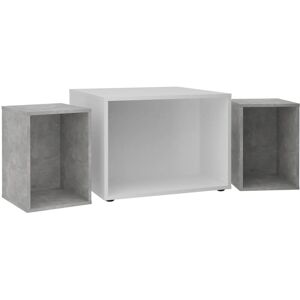BERKFIELD HOME Fmd Coffee Table with 2 Side Tables 67.5x67.5x50 cm White and Concrete