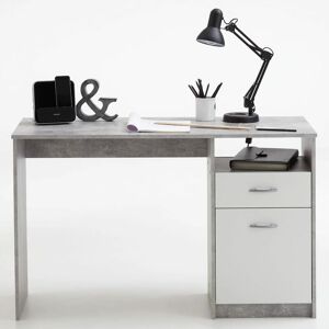 Berkfield Home - fmd Desk with 1 Drawer 123x50x76.5 cm Concrete and White