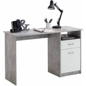 Berkfield Home - fmd Desk with 1 Drawer 123x50x76.5 cm Concrete and White
