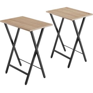 TECTAKE Foldable side tables Phoenix Set of 2 - Set of 2 side tables, coffee tables, sofa tables - industrial wood light, oak Sonoma - industrial wood light,