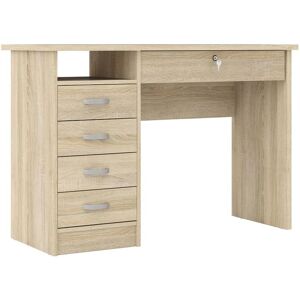 Netfurniture - Fosy Desk 5 Drawers in Oak - Brown