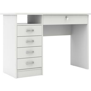 Netfurniture - Fosy Desk 5 Drawers in White - White