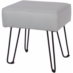 NETFURNITURE Furry Grey pu Rectangular Stool Black Metal Legs - Grey