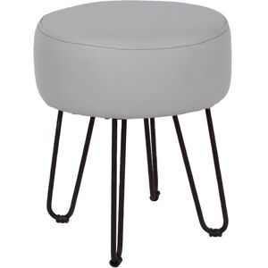 Netfurniture - Furry Grey pu Round Stool Black Metal Legs - Grey