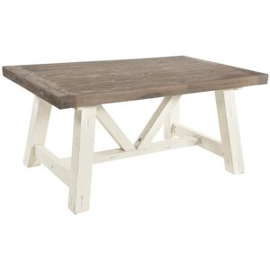 Dining Table 160cm Reclaimed Pine Rustic Finish & Cream Legs - Cream - Fwstyle