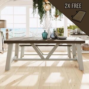 Dining Table 200cm and 2x Extention Leaves - Brown - Fwstyle