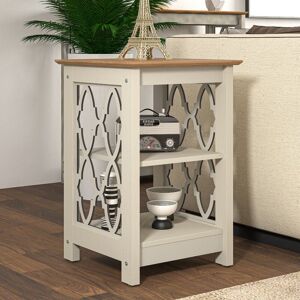 GALANO Nova Side Table with Shelf - Light Grey + Beaufort Oak - Light Grey