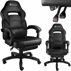 Tectake - Gaming chair Comodo With footrest - Racing office chair, gaming office chair, office chair - black/black - black/black