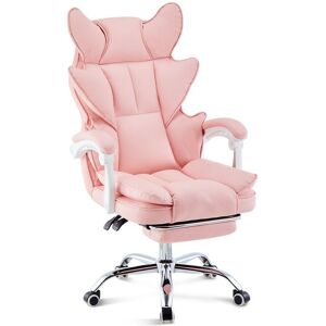 Clipop - Gaming Chair, Ergonomic High Back Executive Office Chair, Faux Leather Swivel Desk Chair with Footrest,Pink