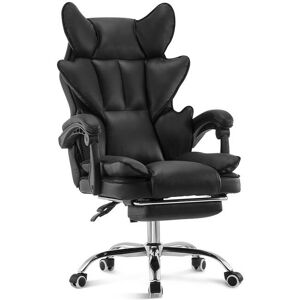 Clipop - Gaming Chair, Ergonomic High Back Executive Office Chair, Faux Leather Swivel Desk Chair with Footrest,Black