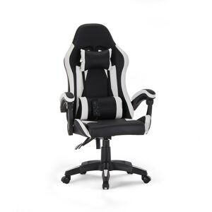 CLIPOP Gaming Chair, High-back Racing Chair, Ergonomic Office Chair with Waist Massage&Foldable Pedal,White