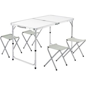 Casaria - 5 Pcs Aluminium Folding Camping Table & Stools Set Portable 120 x 60 x 70cm Table Convenient Carry Case Function Foldable Furniture for