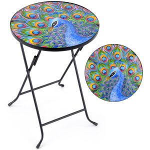 Christow - Glass Peacock Garden Table - Multi Coloured