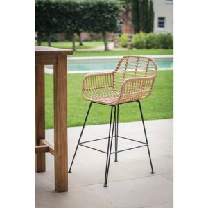 Outdoor Indoor Hampstead Bar Stool with Arms Chair Bamboo Steel - Garden Trading