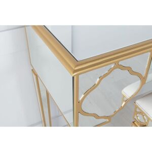 URBAN DECO Gold Trim Mirrored Dressing Cum Console Table - gold