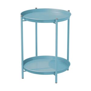 Grand Patio - Side Table 2-Tier, Metal Small Coffee Table, Weather Resistant, Round End Table for Patio, Outdoor, Living Room, Bedroom (Blue)