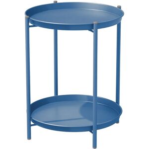 Grand Patio - Side Table 2-Tier, Metal Small Coffee Table, Weather Resistant, Round End Table for Patio, Outdoor, Living Room, Bedroom (Peacock Blue)