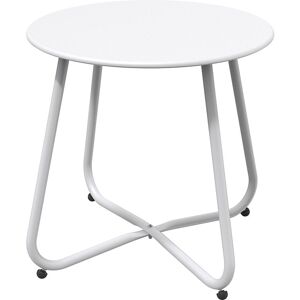 Side Table, Round Metal End Table, Lightweight, Weather Resistant, Snack Table for Indoor, Garden (White) - Grand Patio