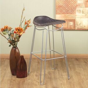 Fwstyle - Grey Artisan Genuine Leather Bar Stool - Grey