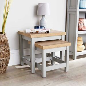 Grey Oak Top Coffee Nest of 2 Tables Occasional Side End Tables Stackable Avon Grey