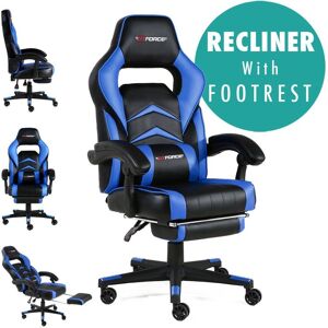 More4homes - gtforce turbo blue leather racing sports office chair in black and blue