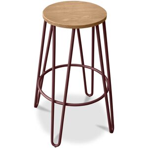 PRIVATEFLOOR Hairpin Bar Stool 66cm - Lighrt wood and metal Bronze Steel, Wood - Bronze