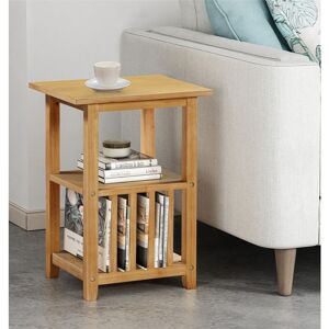 HALLOWOOD FURNITURE Aston Oak Effect Wooden Magazine Side Table, Coffee Table with 2Shelf, Magazine Table with Storage, Telephone Table, End Table, Occasional Table for