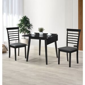 Hallowood Furniture - Ledbury Small Wooden Dining Table and Chairs Set 2, Drop Leaf Table & Chairs, Folding Table and Chairs in Black, Kitchen Table