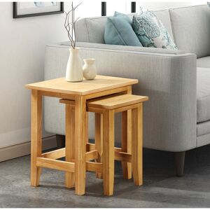 HALLOWOOD FURNITURE Aston Oak Effect 2 Nest of Tables, Wooden Nesting Tables, Multifunctional Coffee Table, Side Table, Occasional Table, Small Table, Lamp Tables for