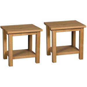 HALLOWOOD FURNITURE Waverly Oak Small Table, Light Oak Side Table Set of 2, Console Table, Solid Wooden Coffee Table for Living Room, Bedside Table, Lamp Table,